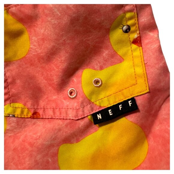 Neff Rubber Duck Ducky Pink Yellow Swim Trunks Board Shorts Swim Suit Men’s M - Picture 4 of 4